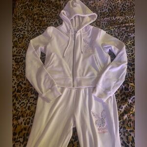 Playboy White Velour Tracksuit